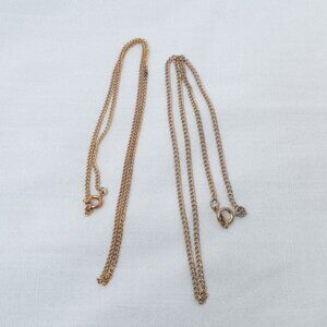 Lot of 2; Basic Gold Cable Chains, 16" Total Length Each